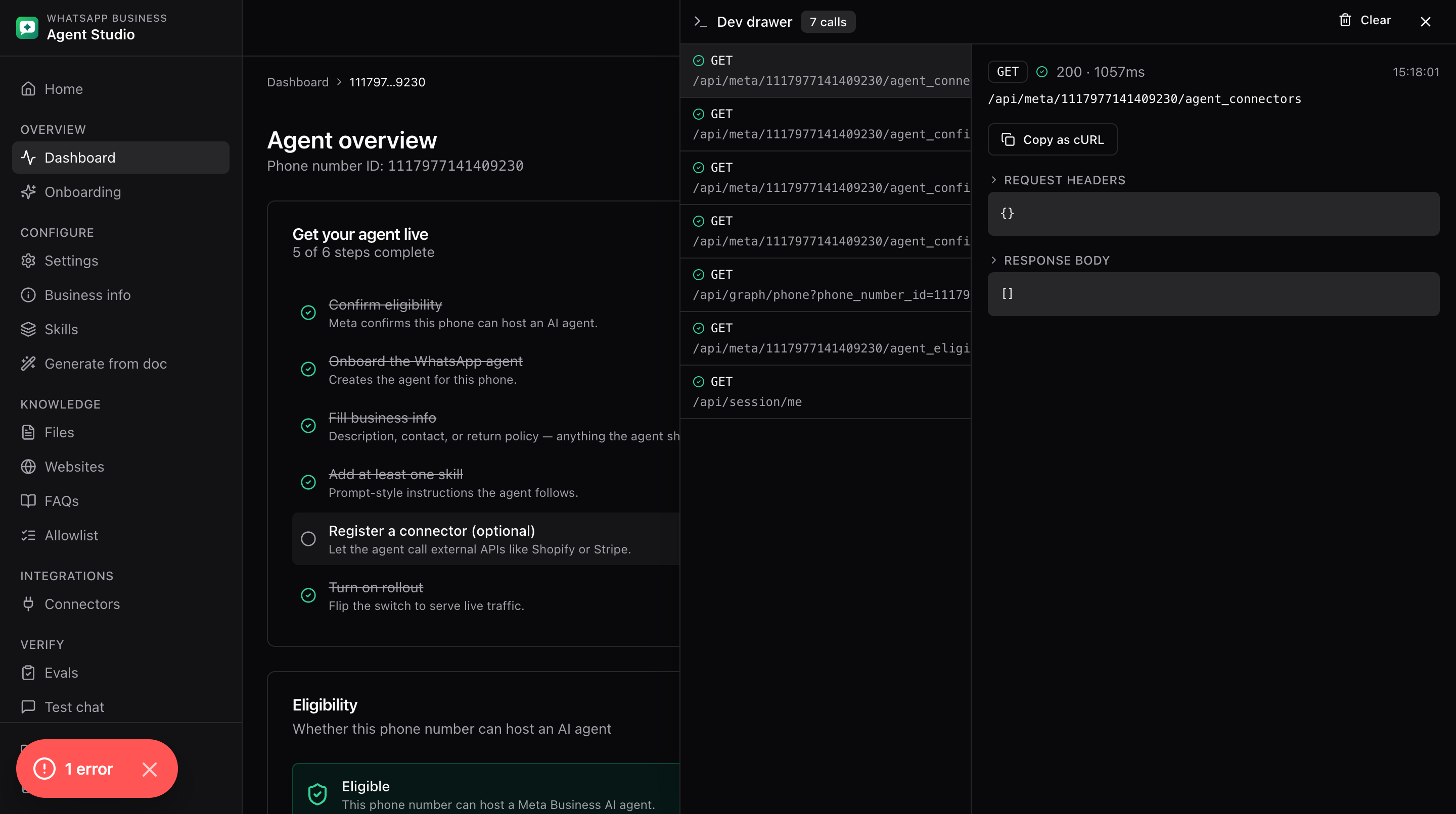 Dev drawer open