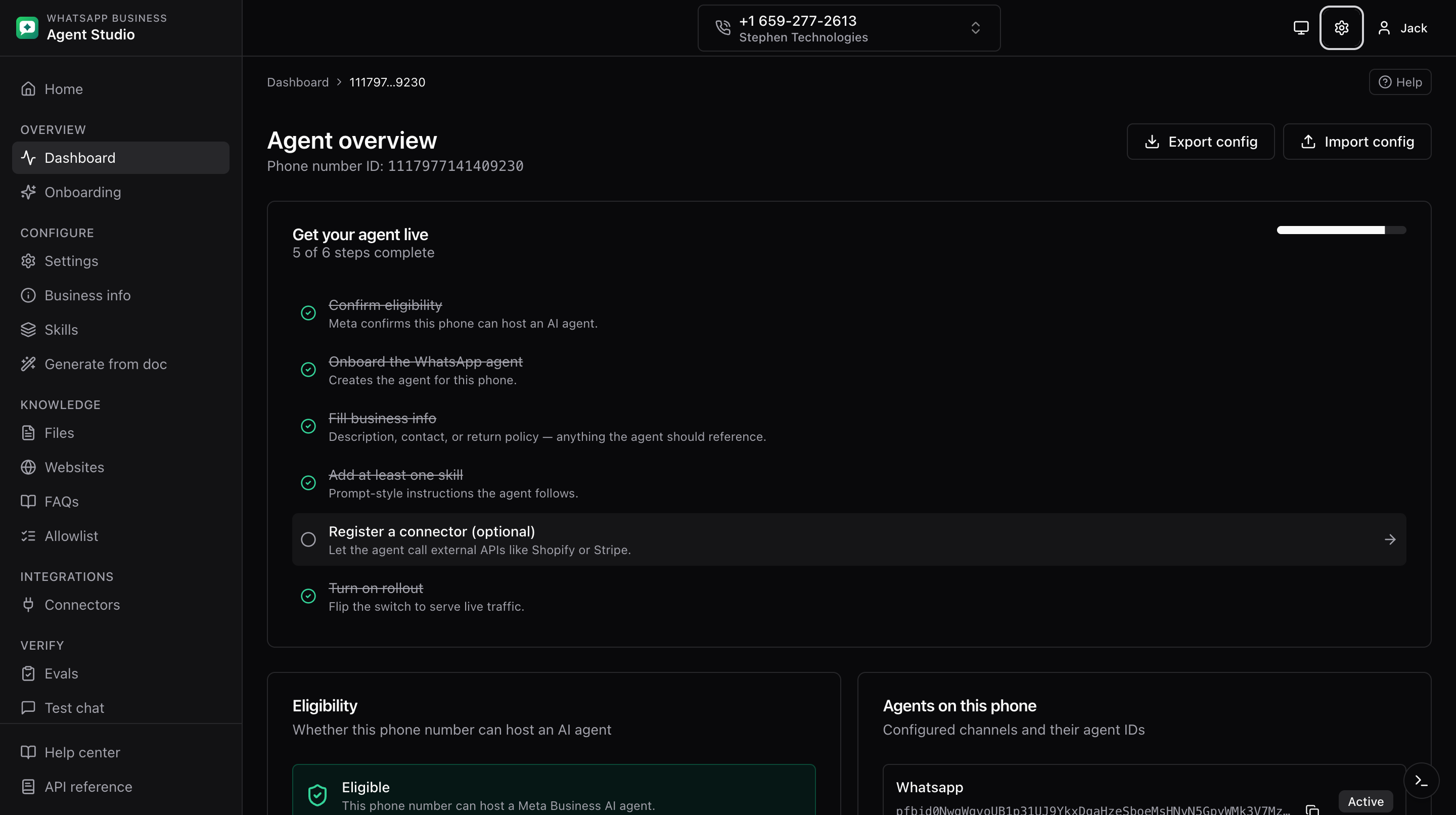 Dashboard header with the read-only toggle