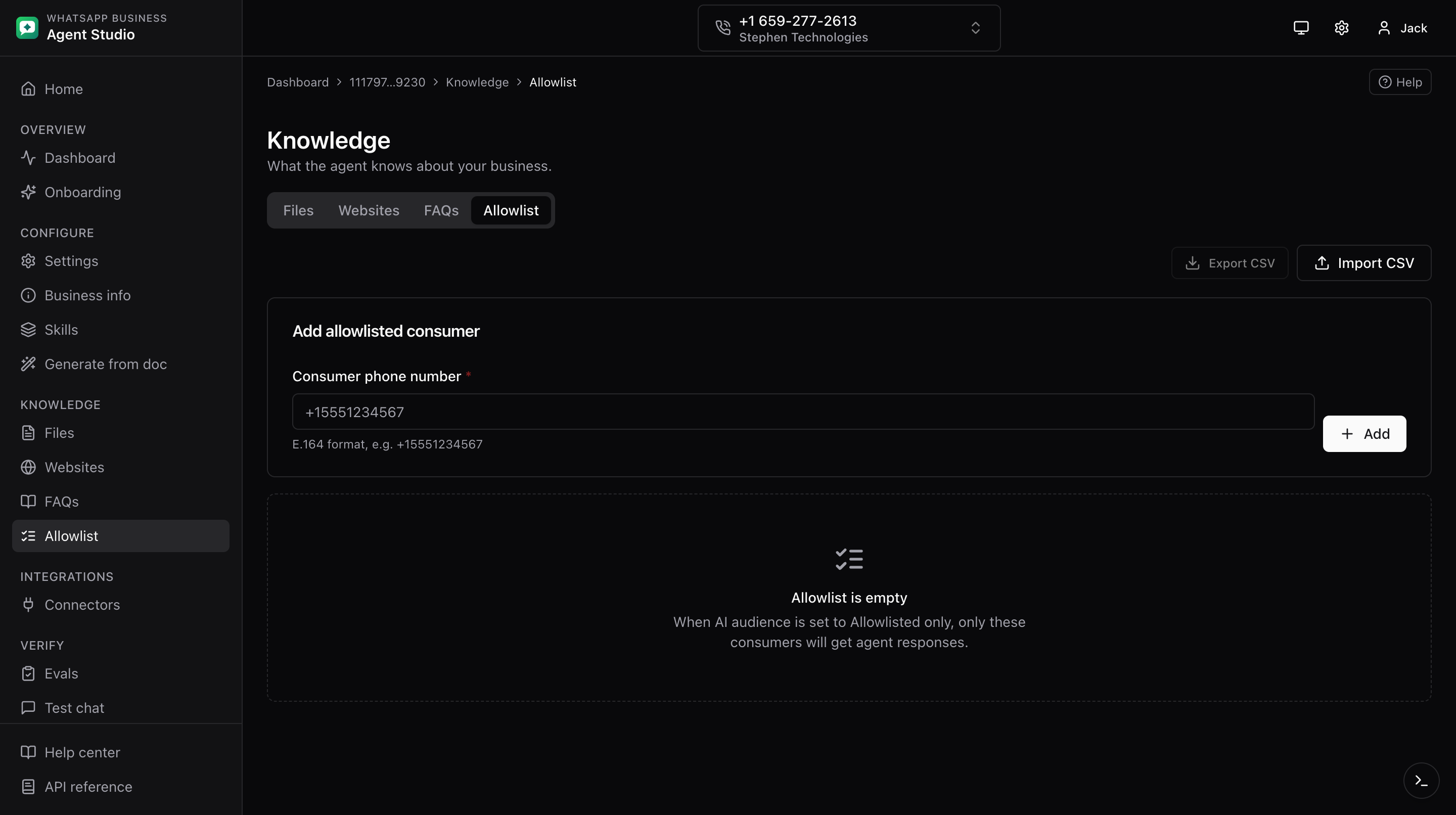 Allowlist tab
