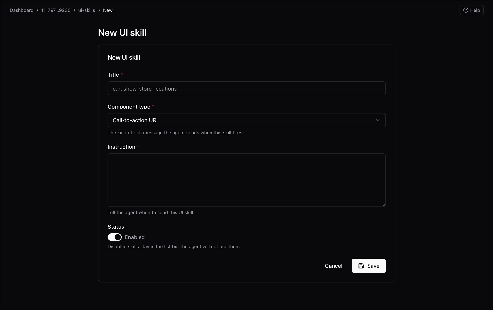 New UI skill form