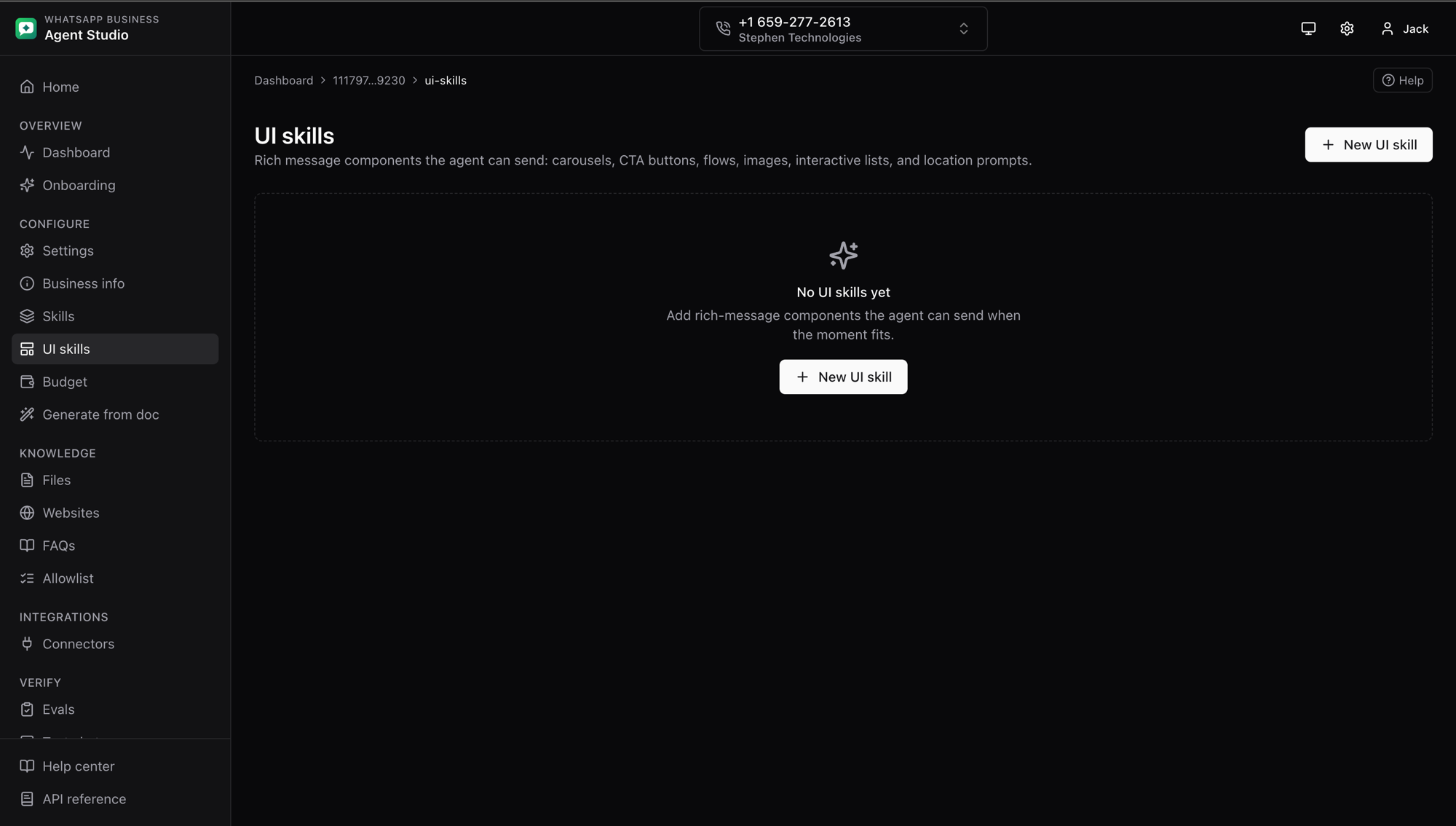 UI skills list