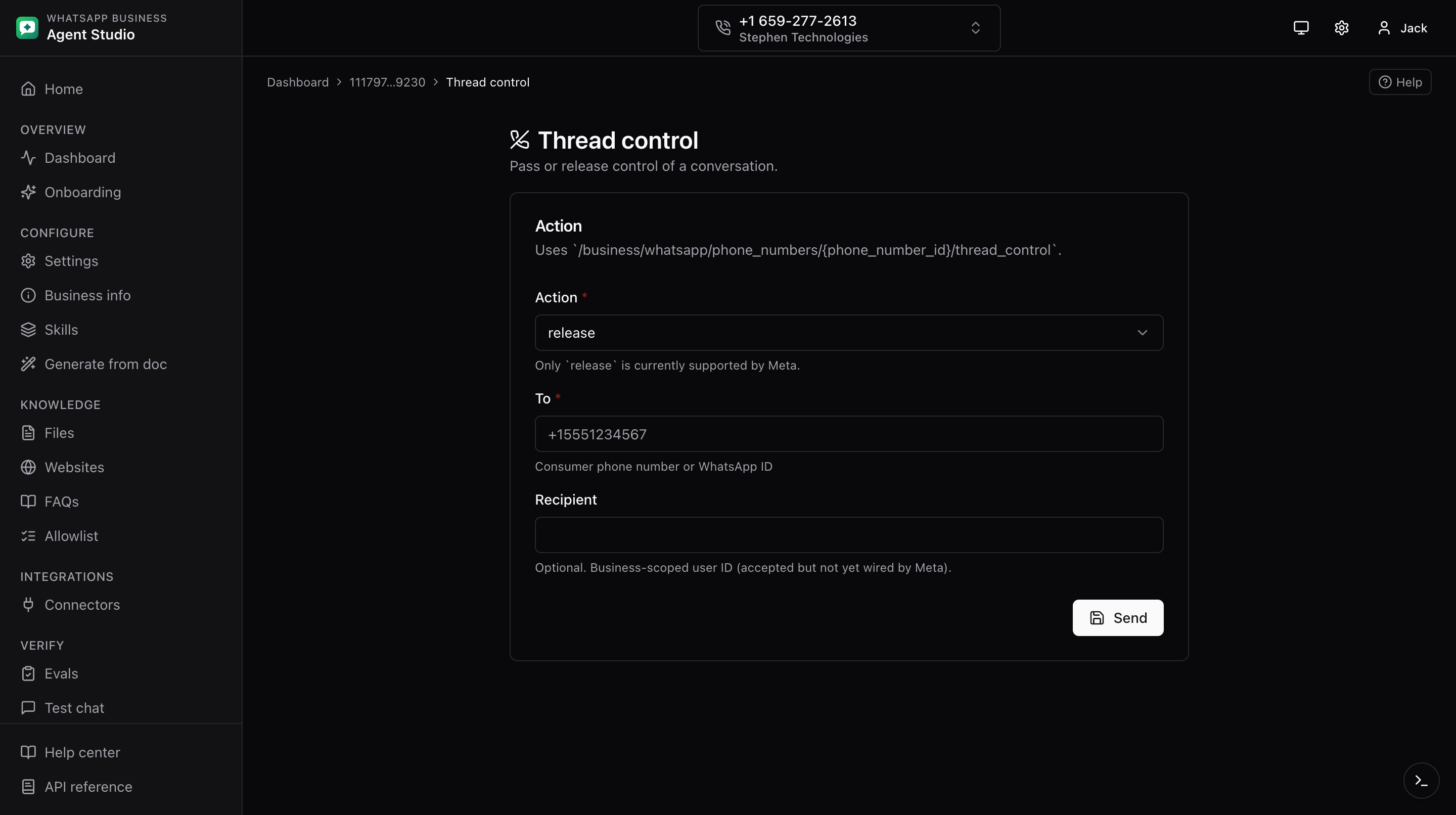 Thread control page