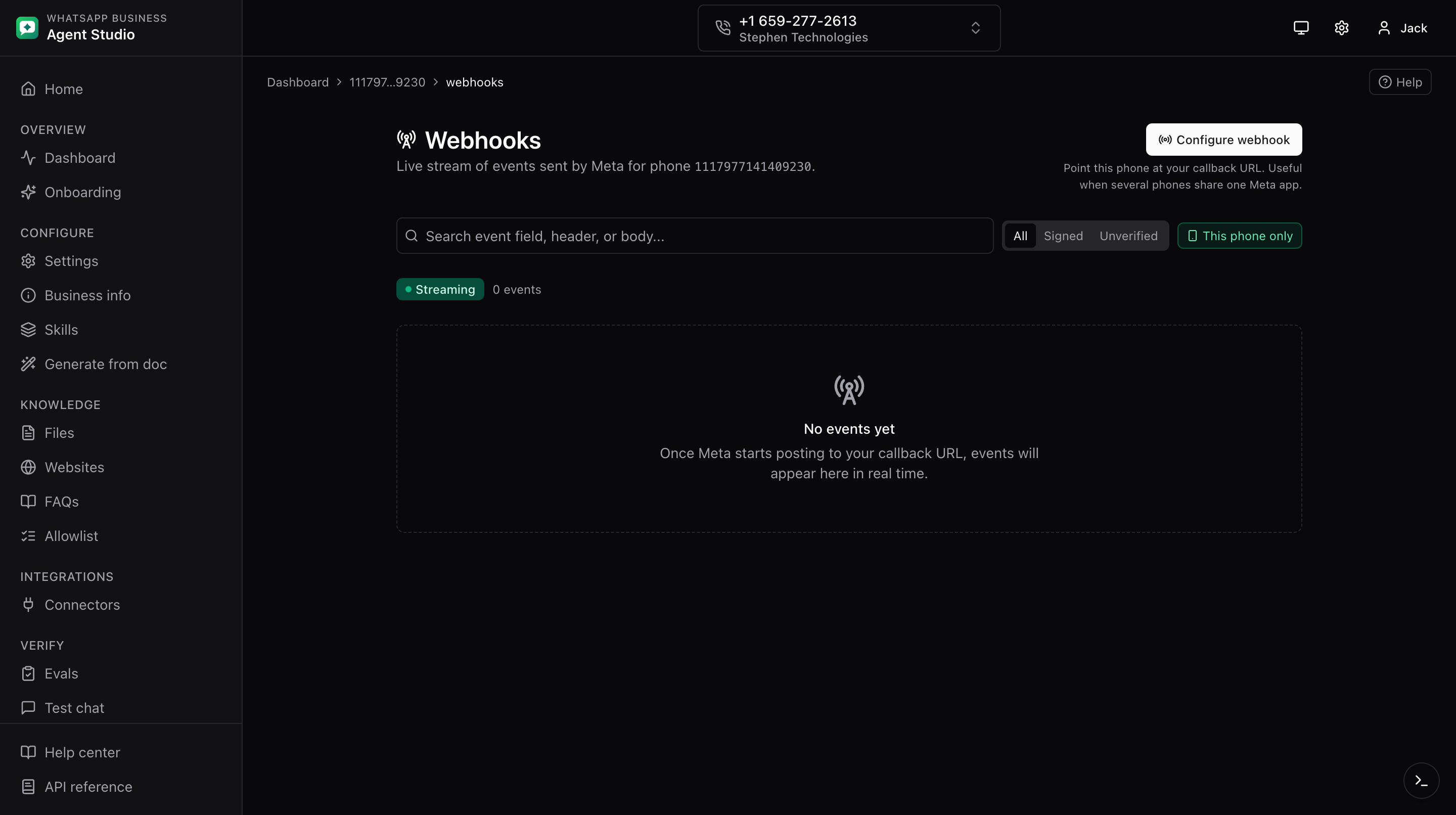 Webhook receiver page